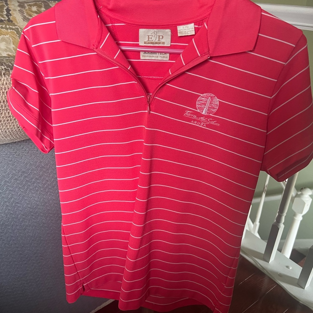 EP Pro Orange Polo golf Top with Classic Collar and Short Sleeves, logo